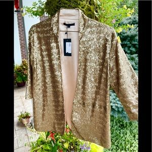 ✨Gold Holiday Glamour!✨NWT vintage inspired gold sequin blazer